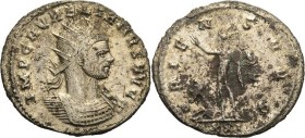 Kaiserzeit
Aurelianus 270-275 Antoninian 270/275, Rom Brustbild mit Strahlenkrone nach links, IMP AVRELIANVS AVG / Sol steht nach links, ORIENS AVG R...