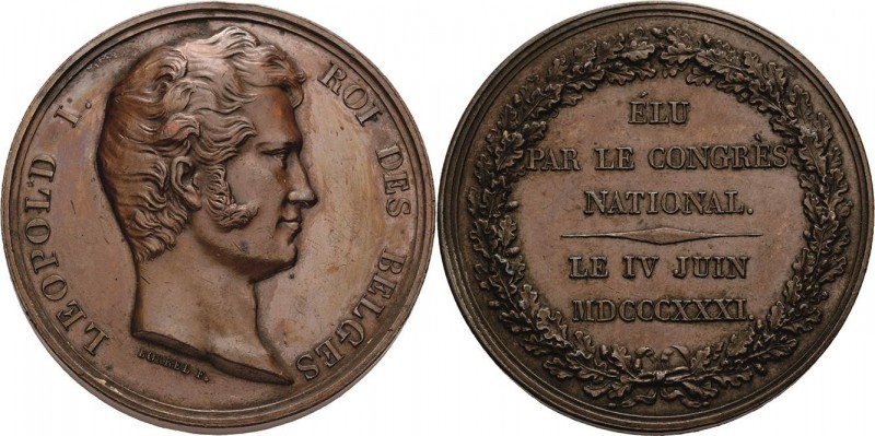 Belgien-Königreich
Leopold I. 1830-1865 Bronzemedaille 1831 (Borrel) Auf den Na...