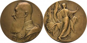 Belgien-Königreich
Leopold II. 1865-1909 Bronzemedaille 1905 (G. Devreese) 75 Jahre Unabhängigkeit Belgiens. Brustbild nach links / Belgia schreitet ...