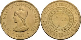Brasilien
Republik seit 1889 2000 Reis 1889, Rio de Janeiro KM 497 Friedberg 124 GOLD. 17.93 g. Sehr schön