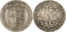Frankreich
Katharina de Medici 1519-1589 Silberjeton 1559 Auf den Tod ihres Mannes, Heinrich II. Wappen / Flammenregen, ARDOREM EXTINCTA TESTANTVR E ...