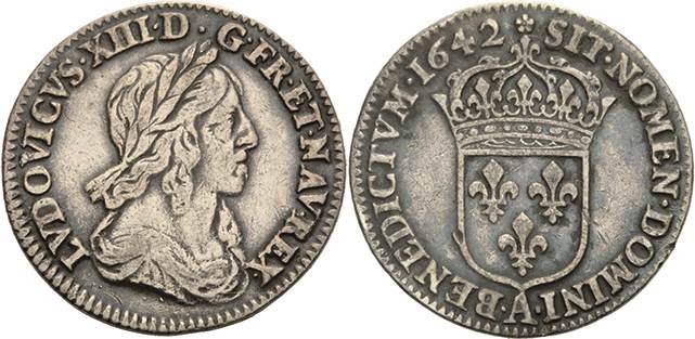 Frankreich
Ludwig XIII. 1610-1643 1/12 Ecu 1642, A-Paris Gadoury 46 Duplessy 13...