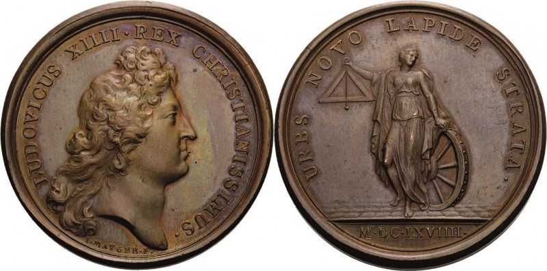 Frankreich
Ludwig XIV. 1643-1715 Bronzemedaille 1669 (Mauger) Auf die Modernisi...