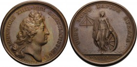 Frankreich
Ludwig XIV. 1643-1715 Bronzemedaille 1669 (Mauger) Auf die Modernisierung der Pariser Straßen. Kopf nach rechts / Weiblicher Genius steht ...