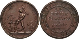 Frankreich
Erste Republik 1793-1804 Bronzemedaille o.J. (1796) (C. Lavy) Auf die Schlacht von Millesimo. Herkules, nach links stehend, kämpft gegen d...