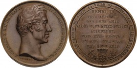 Frankreich
Karl X. 1824-1830 Bronzemedaille 1828 (Barré) Besuch des Königs in Mühlhausen/Elsass. Kopf nach rechts / 8 Zeilen Schrift über Stadtwappen...