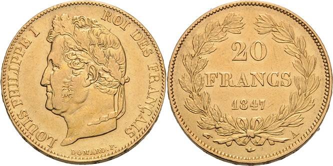 Frankreich
Louis Philippe 1830-1848 20 Francs 1847, A-Paris Gadoury 1031 Schlum...