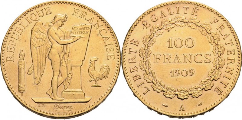 Frankreich
Dritte Republik 1870-1940 100 Francs 1909, A-Paris Gadoury 1137 Frie...