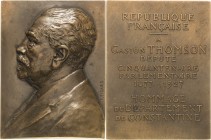 Frankreich
Dritte Republik 1870-1940 Bronzeplakette 1927 (F. Sicard) Auf 50 Jahre parlamentarische Arbeit von Gaston Thomson. Brustbild nach links / ...