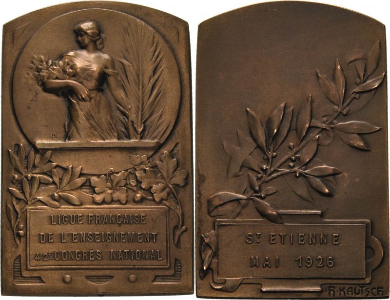 Frankreich-Saint Etienne
 Bronzeplakette 1926 (Kautsch) 42. Französischer Bildu...