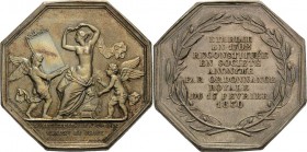 Frankreich-Saint Gobain
 Ackteckige Silbermedaille 1830 (Gayrard) Manufactur Royale des Glaces - Königliche Spiegelglasmanufaktur von St. Gobain. Sic...