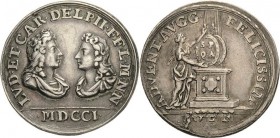 Frankreich-Venaissin, Grafschaft
 Silbermedaille 1701 Ankunft des duc de Bourgogne und des duc de Berry in Avignon. Beider Brustbilder einander zugew...