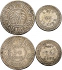 Frankreich-Mauritius
 50 und 25 Sous o.J.(1822) Calcutta KM 1, 2 Lecompte 17, 19 2 Stück. Kl. Kratzer, sehr schön+