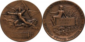 Frankreich-Medaillen und Marken
 Bronzemedaille 1918 (Felix Rasumny) Auszeichnung der Stadt Levallois-Perret. Marianne als Siegesgöttin zum Kampf auf...