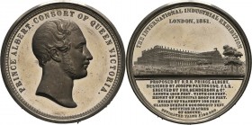 Großbritannien
Victoria 1837-1901 Zinnmedaille 1851 (Allen & Moore) Auf die Weltausstellung. Kopf Prinz Alberts nach rechts / Ansicht des Ausstellung...
