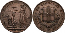 Großbritannien
George V. 1910-1936 Bronzemedaille 1919 (Lidgett) Verdienstmedaille, herausgegeben von der Stadt Lincoln. Britannia bekränzt einen vor...