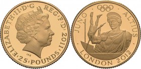 Großbritannien
Elisabeth II. seit 1952 25 Pounds 2011, London Olympische Spiele 2012 in London - Juno. In Originalverpackung mit Zertifikat Schön 703...