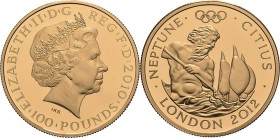 Großbritannien
Elisabeth II. seit 1952 100 Pounds 2010, London Olympische Spiele 2012 in London - Neptun. In Originalverpackung mit Zertifikat Schön ...