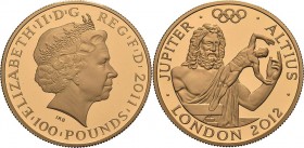 Großbritannien
Elisabeth II. seit 1952 100 Pounds 2011, London Olympische Spiele 2012 in London - Jupiter. In Originalverpackung mit Zertifikat Schön...