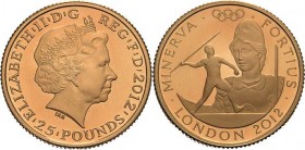 Großbritannien
Elisabeth II. seit 1952 25 Pounds 2012, London Olympische Spiele 2012 in London - Minerva. In Originalverpackung mit Zertifikat Schön ...