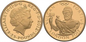 Großbritannien
Elisabeth II. seit 1952 25 Pounds 2012, London Olympische Spiele 2012 in London - Vulcan. In Originalverpackung mit Zertifikat Schön 7...