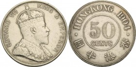 Hongkong
Edward VII. 1901-1910 50 Cents 1904. KM 15 Selten. Sehr schön/sehr schön-vorzüglich