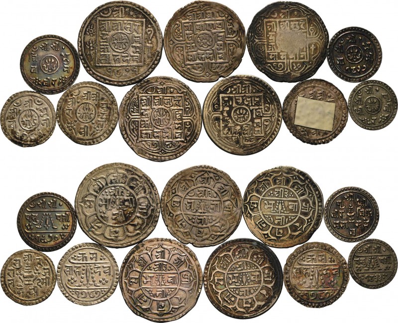 Nepal
Lot-11 Stück Interessantes Lot nepalesischer Silbermünzen des 19.-20. Jhd...