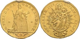 Habsburg
Maria Theresia 1740-1780 Doppeldukat 1765, KB-Kremnitz Eypeltauer 250 Huszar 1648 Friedberg 179 GOLD. 6.95 g. Henkelspur, leicht bearbeitet,...