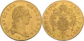Habsburg
Josef II. 1764-1790 Dukat 1787, A-Wien Jaeger 21 Friedberg 439 GOLD. 3.49 g. Sehr schön-vorzüglich