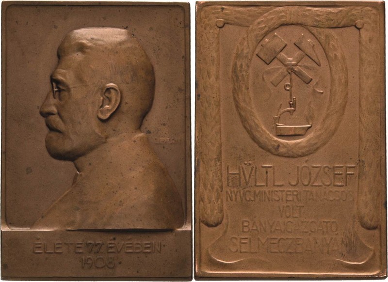 Kaiserreich Österreich
Franz Joseph I. 1848-1916 Bronzeplakette 1908 (Lajos Ber...