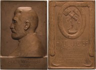 Kaiserreich Österreich
Franz Joseph I. 1848-1916 Bronzeplakette 1908 (Lajos Berán) József Hültl. Brustbild nach links, im Abschnitt 2 Zeilen Schrift ...