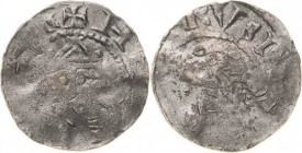 Brandenburg, Bistum
Heinrich III. 1039-1056 Denar, Uhrsleben Kopf des Kaisers mit sächsischer Krone von vorn, + HE.. / Kopf des Petrus von vorn, ...R...