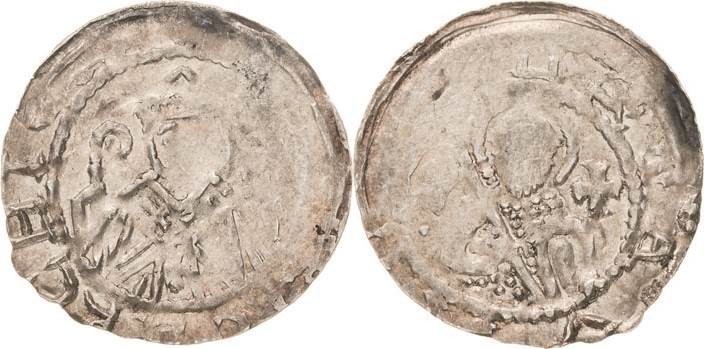 Magdeburg, Erzbistum
Friedrich I. von Wettin 1142-1152 Denar Brustbild des Hl. ...