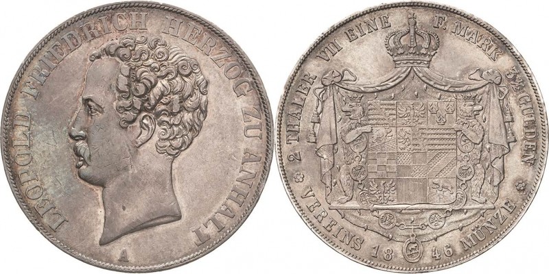 Anhalt-Dessau
Leopold Friedrich 1817-1871 Doppeltaler 1846, A-Berlin AKS 29 Jae...