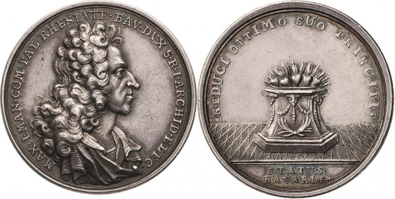 Bayern
Maximilian II. Emanuel 1679-1726 Silbermedaille 1715 (Chronogramm) (unsi...