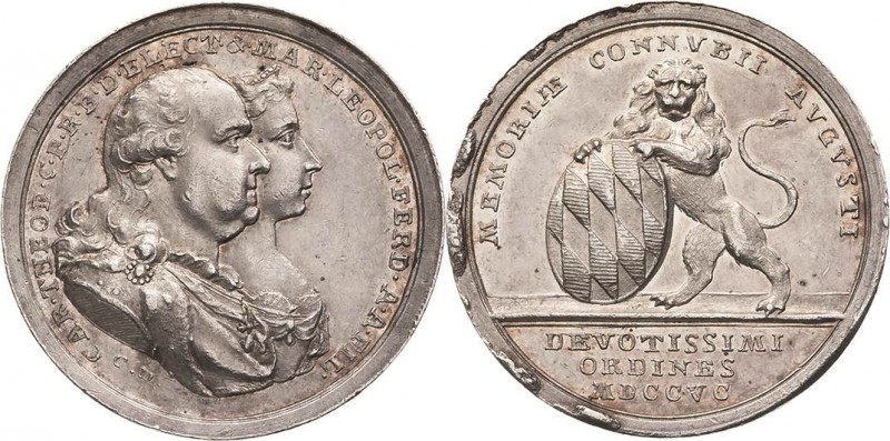Bayern
Karl Theodor 1777-1799 Silbermedaille 1799 (C. Destouches) Auf seine Hoc...