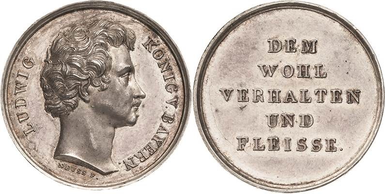Bayern
Ludwig I. 1825-1848 Kleine Silbermedaille o.J. (J.J. Neuss) Schulpreisme...