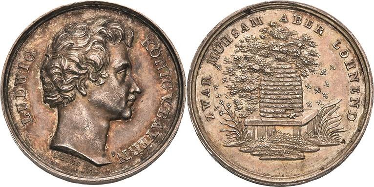 Bayern
Ludwig I. 1825-1848 Kleine Silbermedaille o.J. (J.J. Neuss) Schulprämie....