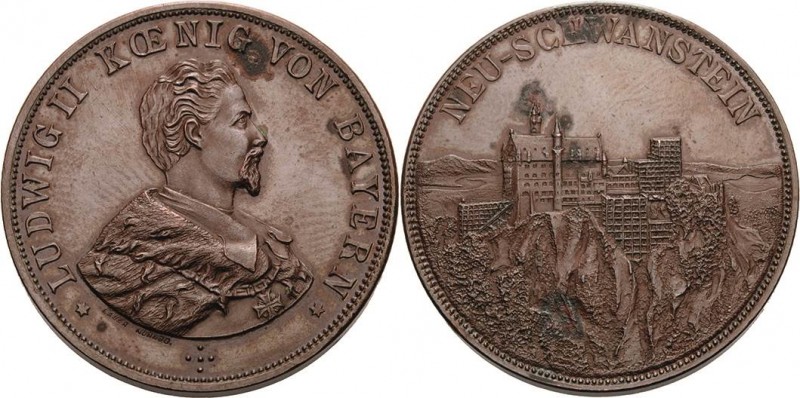 Bayern
Ludwig II. 1864-1886 Bronzemedaille o.J. (1886) (Lauer) Schloss Neu-Schw...