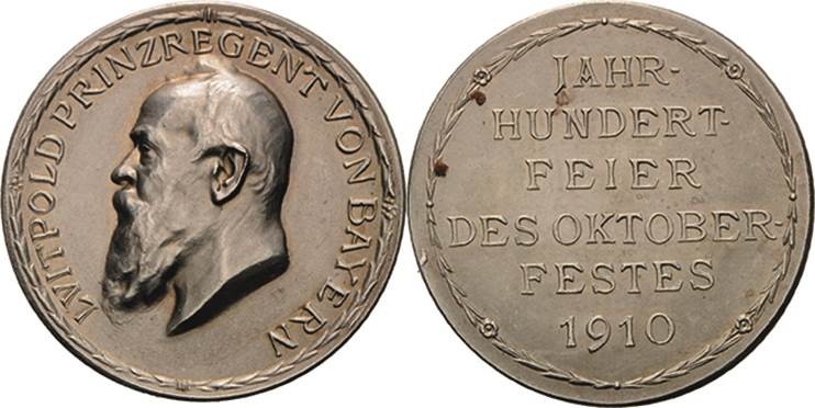 Bayern
Prinzregent Luitpold 1886-1912 Kleine Silbermedaille 1910 (unsigniert) J...