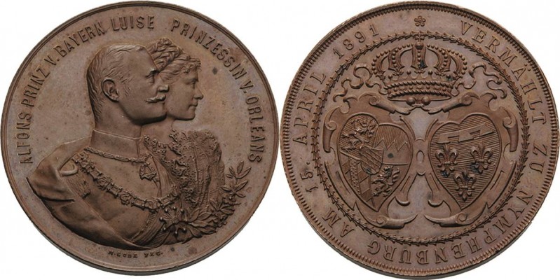 Bayern
Prinz Alfons von Bayern 1862-1933 Bronzemedaille 1891 (M. Gube) Vermählu...