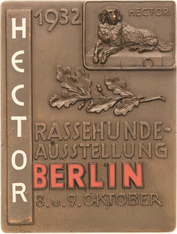 Berlin
 Einseitige Bronzeplakette 1932. Rassehunde-Ausstellung des Vereins "Hec...