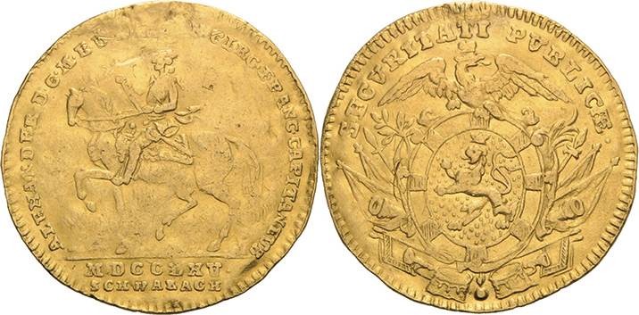 Brandenburg-Ansbach
Alexander 1757-1791 Dukat 1765, Schwabach Variante mit Wapp...