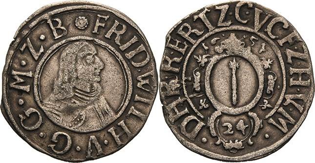 Brandenburg-Preußen
Friedrich Wilhelm, der große Kurfürst 1640-1688 1/24 Taler ...