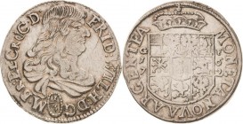 Brandenburg-Preußen
Friedrich Wilhelm, der große Kurfürst 1640-1688 1/3 Taler 1672, GF-Krossen v. Schrötter 614 Neumann 11.63 b Sehr schön-vorzüglich...