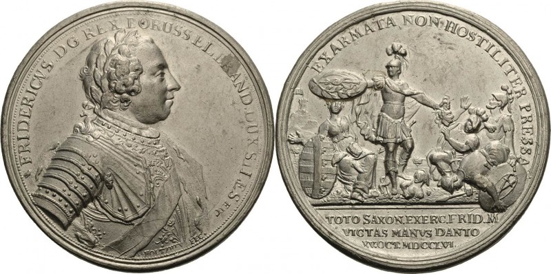 Brandenburg-Preußen
Friedrich II., der Große 1740-1786 Zinngussmedaille 1756 (S...