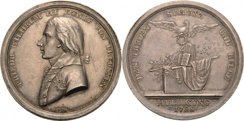 Brandenburg-Preußen
Friedrich Wilhelm III. 1797-1840 Silbermedaille 1798 (Loos)...