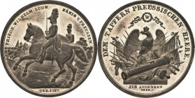Brandenburg-Preußen
Friedrich Wilhelm IV. 1840-1861 Zinnmedaille 1860 (unsigniert) Andenken an die Niederwerfung des badischen Aufstandes. König reit...