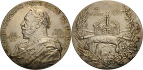 Brandenburg-Preußen
Wilhelm I. 1861-1888 Silbermedaille 1897 (unsigniert) 100. Geburtstag. Brustbild nach links / Kaiserkrone auf Kissen, umher Zweig...