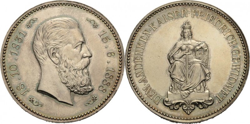 Brandenburg-Preußen
Friedrich III. 1888 Silbermedaille 1888 (unsigniert) Auf se...
